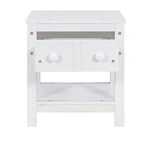 Full Size Wood Canopy Bed With Trundle And Two Nightstands, 4-Post Platform Frame Headboard, 3 Pieces Bedroom Set (Brushed White) Full Canopy Bed+2 Nightstands 8 Full Size Wood Canopy Bed With Trundle And Two Nightstands, 4-Post Platform Frame Headboard, 3 Pieces Bedroom Set (Brushed White) Full Canopy Bed+2 Nightstands - Image 6