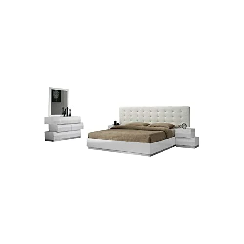 5 Pcs Modern Bedroom Set, Cal. King, White 3 5 Pcs Modern Bedroom Set, Cal. King, White