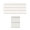 2 Piece Bedroom Furniture Set, Dresser And Nightstand, White Woodgrain