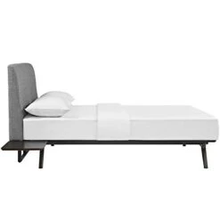 Tracy Mid-Century Modern Wood Platform Queen Bed With Two Nightstands In Cappuccino Gray -Delta Children Shop 316hf9By2KL