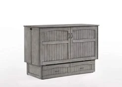 Alpine Queen Cabinet Bed & Mattress- Rustic Grey (MUR-ALP-QEN-RG)
