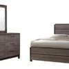 - Exeter Antique Grey Finish Wood Queen Size Bed Bedroom Set. Bed, Dresser & Mirror