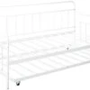Florence Twin Daybed And Trundle Frame Set / Premium Steel Slat Support / Daybed And Roll Out Trundle Accommodate / Twin Size Mattresses Sold Separately