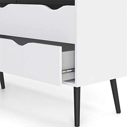 Modern 3 Piece Furniture Set With 2 Pieces Of 1-Drawer Nightstands And 8 Drawer Wood Double Bedroom Dresser In White And Black 8 Modern 3 Piece Furniture Set With 2 Pieces Of 1-Drawer Nightstands And 8 Drawer Wood Double Bedroom Dresser In White And Black - Image 6
