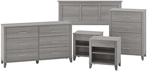 Somerset Headboard, Dressers And Nightstands Bedroom Set, Full/Queen, Storm Gray 8 Somerset Headboard, Dressers And Nightstands Bedroom Set, Full/Queen, Storm Gray - Image 6