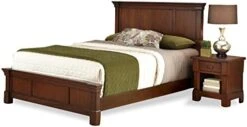 Aspen Rustic Cherry Finish Queen Bed Set With Frame Moldings And Carved Posts, Matching Nightstand Crafted From Mahogany Solids -Delta Children Shop 31G7nR2vO6L. AC