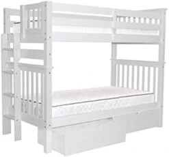 Tall Bunk Beds Twin Over Twin Mission Style With End Ladder And 2 Under Bed Drawers, White 19 Tall Bunk Beds Twin Over Twin Mission Style With End Ladder And 2 Under Bed Drawers, White -Delta Children Shop 31IqBNNPhJL. AC