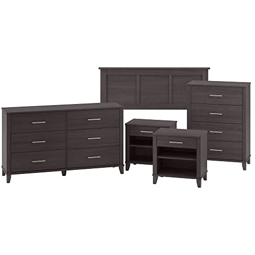 Somerset Headboard, Dressers And Nightstands Bedroom Set, Full/Queen, Storm Gray 3 Somerset Headboard, Dressers And Nightstands Bedroom Set, Full/Queen, Storm Gray