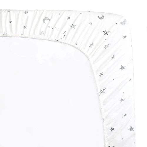 American Baby Company Printed 100% Cotton Jersey Knit Fitted Crib Sheet For Standard Crib And Toddler Mattresses, Grey Stars And Moon, 1 Count (Pack Of 1) (Pack Of 1) 7 American Baby Company Printed 100% Cotton Jersey Knit Fitted Crib Sheet For Standard Crib And Toddler Mattresses, Grey Stars And Moon, 1 Count (Pack Of 1) (Pack Of 1) - Image 5