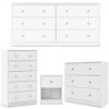 Wood 4 Piece Bedroom Set With Chest Nightstand & 2 Dressers In White