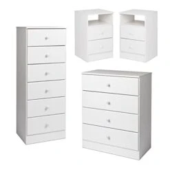 4-Piece Set With 2 Nightstands 4-Drawer Chest & Lingerie Chest