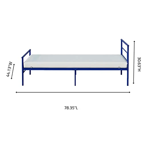 Seattle Metal Twin Size Bed With Slats And Headboard By BK Furniture, Perfect For Bedrooms, Dorms And Day Cares (Blue) 4 Seattle Metal Twin Size Bed With Slats And Headboard By BK Furniture, Perfect For Bedrooms, Dorms And Day Cares (Blue) - Image 2