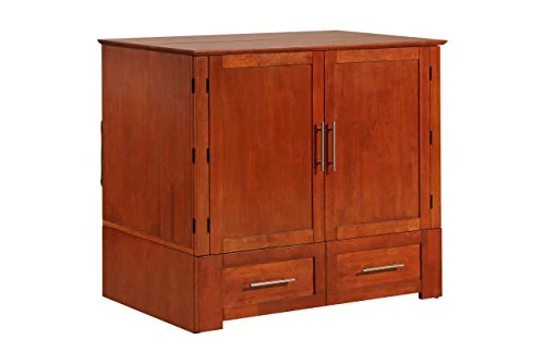 Emurphybed Daily Delight Murphy Cabinet Chest Bed With Charging Station & 6" Memory Foam Mattress, (Twin XL, Cherry) 3 Emurphybed Daily Delight Murphy Cabinet Chest Bed With Charging Station & 6" Memory Foam Mattress, (Twin XL, Cherry)