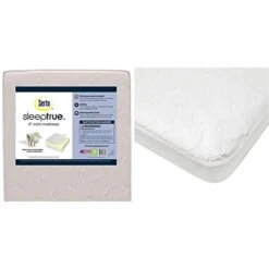 Delta Children Serta SleepTrue Mini Crib Mattress, Premium Sustainably Sourced Fiber Core, Hypoallergenic & Waterproof Cover, Greenguard Gold Certified - Made In USA, White -Delta Children Shop 31TatGE8lVL