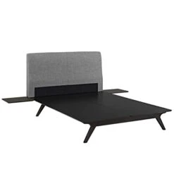 Tracy Mid-Century Modern Wood Platform Queen Bed With Two Nightstands In Cappuccino Gray -Delta Children Shop 31UPRHdVsHL