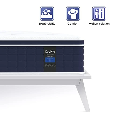12 Inch Queen Mattress, Hybrid Queen Mattress In A Box, Pocket Springs With Soft Knitted Fabric Cover For A Cool Sleep & Pressure Relief, Medium Firm Feel With Motion Isolation 5 12 Inch Queen Mattress, Hybrid Queen Mattress In A Box, Pocket Springs With Soft Knitted Fabric Cover For A Cool Sleep & Pressure Relief, Medium Firm Feel With Motion Isolation - Image 3