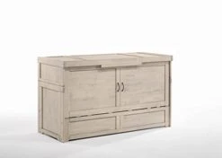Murphy Cube Queen Cabinet Bed Professionally Assembled By SDS Cabinet Beds With Custom 6'' Memory Foam Mattress (Limited & Exclusive To SDS, Antique White Finish), White (Antique Finish)