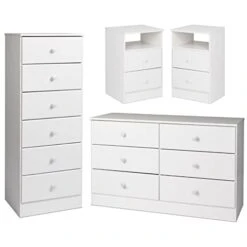 4-Piece Set With 2 Nightstands Lingerie Chest And Double Dresser