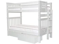 Tall Bunk Beds Twin Over Twin Mission Style With End Ladder And 2 Under Bed Drawers, White 13 Tall Bunk Beds Twin Over Twin Mission Style With End Ladder And 2 Under Bed Drawers, White -Delta Children Shop 31cgffc3z8L