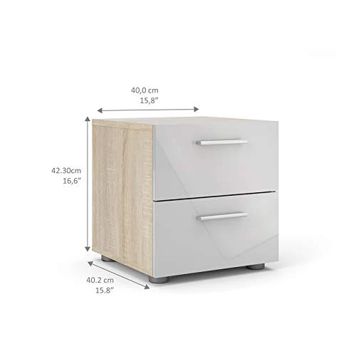 Contemporary Style 4 Piece Bedroom Set With Two Nightstands, 8 Drawer Double Dresser And 4 Drawer Chest In Oak And White Gloss 7 Contemporary Style 4 Piece Bedroom Set With Two Nightstands, 8 Drawer Double Dresser And 4 Drawer Chest In Oak And White Gloss - Image 5