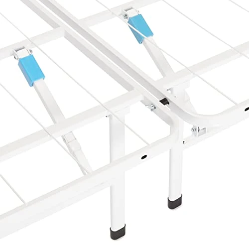 Foldable Metal Platform Bed Frame With Tool Free Setup, 14 Inches High, Queen, White 7 Foldable Metal Platform Bed Frame With Tool Free Setup, 14 Inches High, Queen, White - Image 5