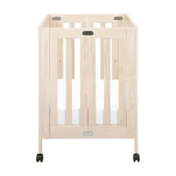 Babyletto Origami Mini Portable Crib Folding With Wheels In Washed Natural, 2 Adjustable Mattress Positions, Greenguard Gold Certified -Delta Children Shop 31eikR3kqjL