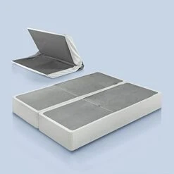 INUS No Assembly Metal Box Spring / 9 Inch White Mattress Foundation / Sturdy Metal Structure, Split King, Off-white