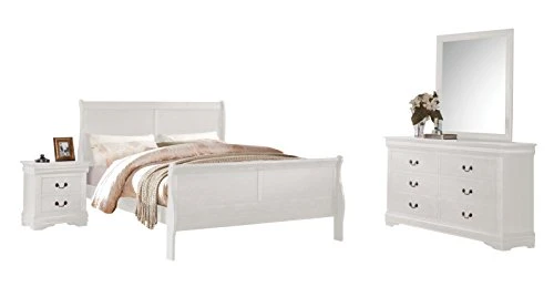 Acme Louis Philippe 4-Piece Queen Bedroom Set, White 3 Acme Louis Philippe 4-Piece Queen Bedroom Set, White