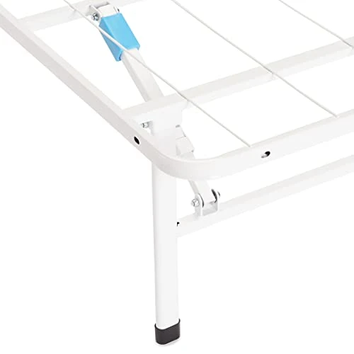 Foldable Metal Platform Bed Frame With Tool Free Setup, 14 Inches High, Queen, White 6 Foldable Metal Platform Bed Frame With Tool Free Setup, 14 Inches High, Queen, White - Image 4