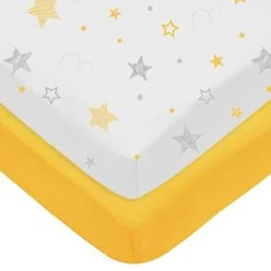 American Baby Company 2 Pack 100% Cotton Value Jersey Knit Fitted Crib Sheet For Standard Crib And Toddler Mattresses, White, For Boys And Girls -Delta Children Shop 31lz3esZV L