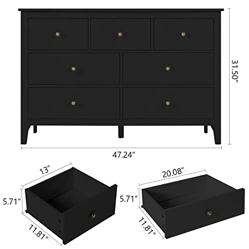 Bedroom Set - 3 Pieces Modern Dresser And Nightstands, Wooden Bedroom Furniture, Black 4 Bedroom Set - 3 Pieces Modern Dresser And Nightstands, Wooden Bedroom Furniture, Black - Image 2
