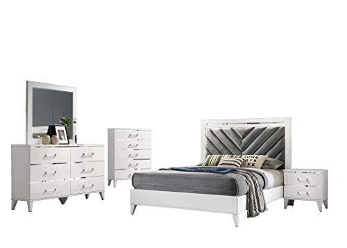 – Madison 6-Piece Queen Size White Bedroom Set. Bed, Dresser, Mirror, Chest & 2 Nightstands 7 – Madison 6-Piece Queen Size White Bedroom Set. Bed, Dresser, Mirror, Chest & 2 Nightstands - Image 5