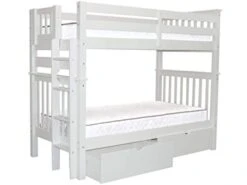 Tall Bunk Beds Twin Over Twin Mission Style With End Ladder And 2 Under Bed Drawers, White 15 Tall Bunk Beds Twin Over Twin Mission Style With End Ladder And 2 Under Bed Drawers, White -Delta Children Shop 31p2ALeViwL