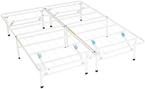 Foldable Metal Platform Bed Frame With Tool Free Setup, 14 Inches High, Queen, White 9 Foldable Metal Platform Bed Frame With Tool Free Setup, 14 Inches High, Queen, White - Image 7