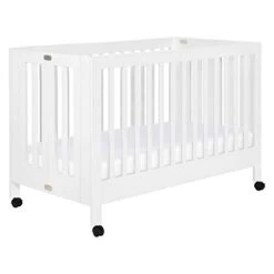 Babyletto Maki Full-Size 2-in-1 Portable Folding Crib With Toddler Bed Conversion Kit In White, Greenguard Gold Certified -Delta Children Shop 31sTCHD41hL 1