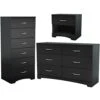 3 Piece Modern Bedroom Furniture Set - 6 Drawer Black Dresser For Bedroom / 6 Tall Black Chest Of Drawers For Bedroom/Black Nightstand With Drawer And Shelf -Delta Children Shop 31tAFsq6pvL