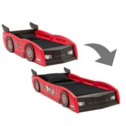 Delta Children Grand Prix Race Car Toddler & Twin Bed - Made In USA, Red