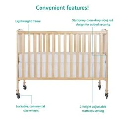 Dream On Me Folding Full Size Convenience Crib In Natural, Two Adjustable Mattress Height Positions, Comes With Heavy Duty Locking Wheels, Flat Folding -Delta Children Shop 411XzTBoccL