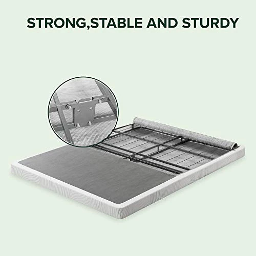 INUS No Assembly Box Spring / 4 Inch White Mattress Foundation / Sturdy Metal Structure, Queen,Grey 4 INUS No Assembly Box Spring / 4 Inch White Mattress Foundation / Sturdy Metal Structure, Queen,Grey - Image 2