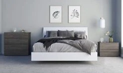 Nexera Unik 4 Piece Queen Size Bedroom Set, Bark Grey And White