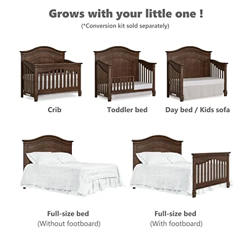 Evolur Cheyenne 5 In 1 Full Panel Convertible Crib In Antique Brown 6 Evolur Cheyenne 5 In 1 Full Panel Convertible Crib In Antique Brown - Image 4