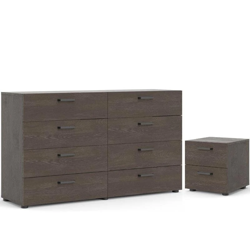 2 Piece Bedroom Set With 8 Drawer Dresser And Nightstand In Dark Chocolate 3 2 Piece Bedroom Set With 8 Drawer Dresser And Nightstand In Dark Chocolate