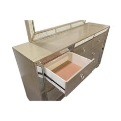 Ava Mirrored 6 Pcs Bedroom Set With Bench, Cal. King, Silver/Bronze -Delta Children Shop 413KiZUC0pL