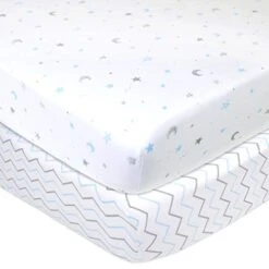 American Baby Company 2 Pack 100% Cotton Value Jersey Knit Fitted Crib Sheet For Standard Crib And Toddler Mattresses, White, For Boys And Girls -Delta Children Shop 414jN3ibV9L