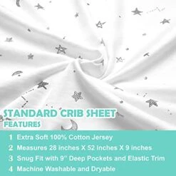 American Baby Company Printed 100% Cotton Jersey Knit Fitted Crib Sheet For Standard Crib And Toddler Mattresses, Grey Stars And Moon, 1 Count (Pack Of 1) (Pack Of 1) 19 American Baby Company Printed 100% Cotton Jersey Knit Fitted Crib Sheet For Standard Crib And Toddler Mattresses, Grey Stars And Moon, 1 Count (Pack Of 1) (Pack Of 1) -Delta Children Shop 414tzt1idiS