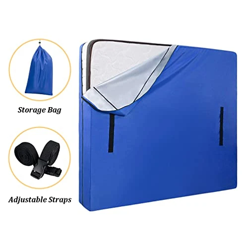 Queen Mattress Bag For Storage Moving Protector, Waterproof Reusable Mattress Cover With Heavy Duty 8 Handles Water Resistant Zipper Closure And 2 Adjustable Straps, Bright Blue 8 Queen Mattress Bag For Storage Moving Protector, Waterproof Reusable Mattress Cover With Heavy Duty 8 Handles Water Resistant Zipper Closure And 2 Adjustable Straps, Bright Blue - Image 6