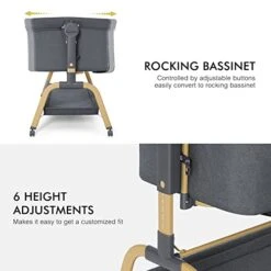 ANGELBLISS 3 In 1 Baby Bassinet, Rocking Bassinets Bedside Sleeper With Comfy Mattress And Wheels, 6 Height Adjustable Easy Folding Portable Bedside Crib For Newborn Infant 10 ANGELBLISS 3 In 1 Baby Bassinet, Rocking Bassinets Bedside Sleeper With Comfy Mattress And Wheels, 6 Height Adjustable Easy Folding Portable Bedside Crib For Newborn Infant -Delta Children Shop 4161hH8r7PL