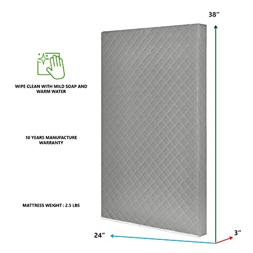 Dream On Me Aster 3" Fiber Portable Mini Crib Mattress, Waterproof Vinyl Cover, Greenguard Gold Certified, Mini Crib Mattress 3 Dream On Me Aster 3" Fiber Portable Mini Crib Mattress, Waterproof Vinyl Cover, Greenguard Gold Certified, Mini Crib Mattress