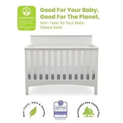 Delta Children Fancy 4-in-1 Convertible Baby Crib - Greenguard Gold Certified, Bianca White -Delta Children Shop 416RosLyfJL