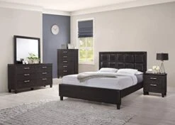 Contemporary Styling Espresso 6Pc Wooden Queen Bedroom Set(Q/D/M/2N/C)